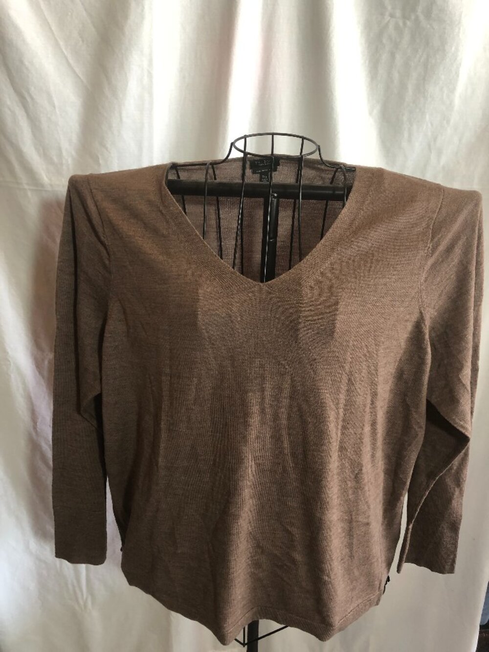 Talbots Petites 3X Brown Thin Long Sleeve Sweater 24" Pit to Pit